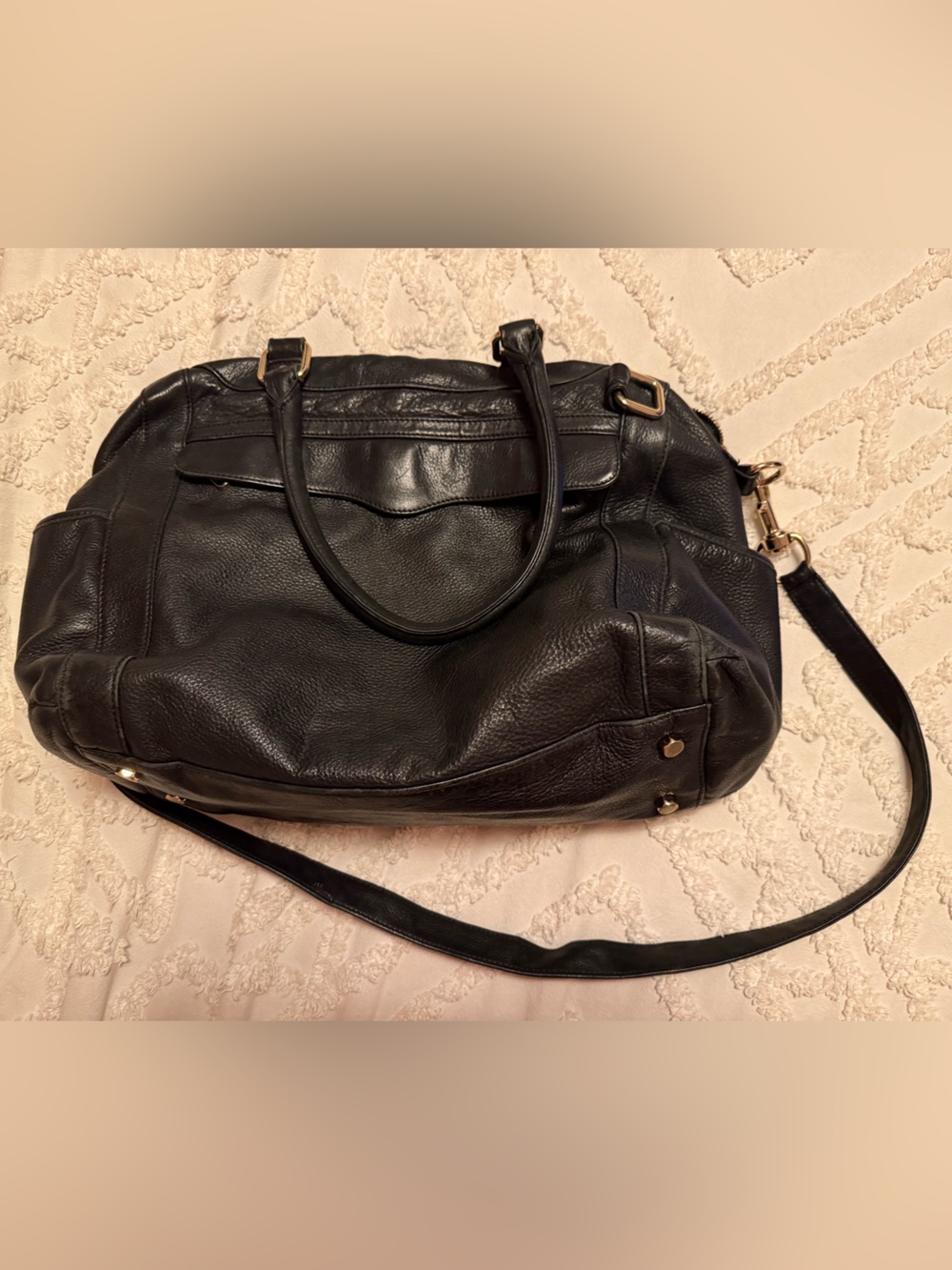 Rebecca Minkoff Black Leather Shoulder Bag with Crossbody Strap